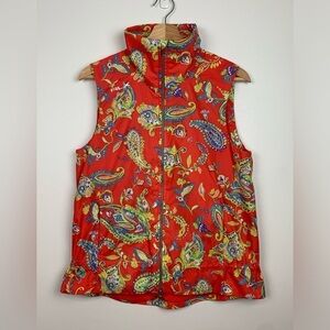 Ralph Lauren Vest RLX Paisley Red Colorful Size Small 2 Way Zip Activewear